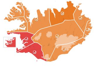 Kort frá veðurstofu Íslands sem sýnir rauða viðvörun